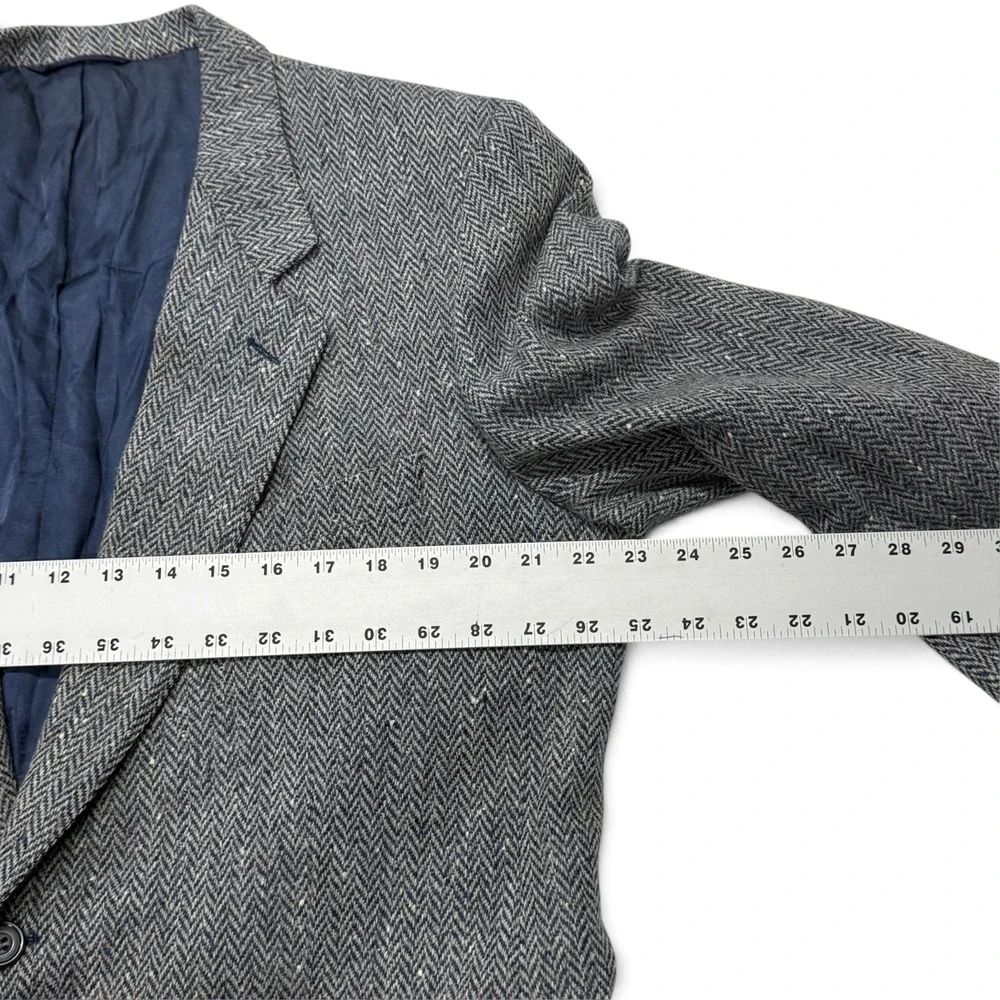 Ermenegildo Zegna Herringbone Virgin Wool Blazer Menns 46R Sport Coat Blue Grey